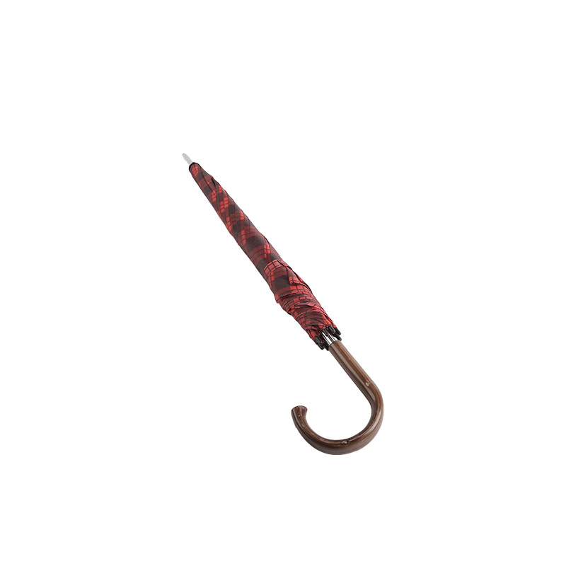 Merah Kotak-kotak Semangat Pelajar Poliester Payung lurus-0E6B0329