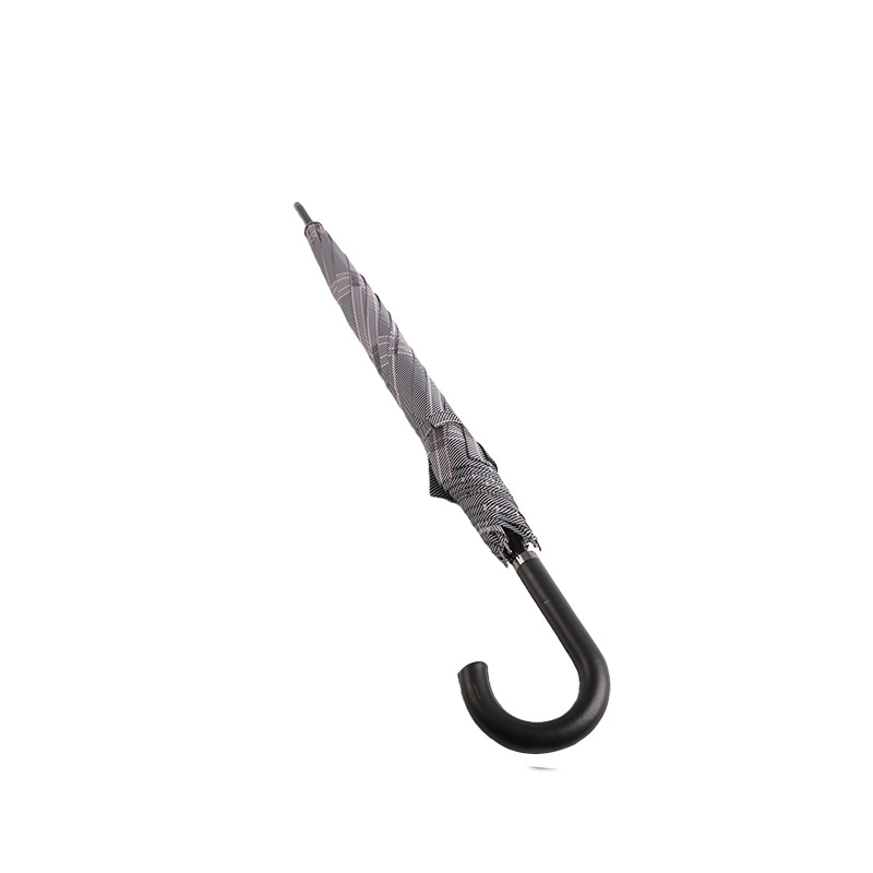 Kelabu Gelap Berkotak Pongee Payung lurus-0E6B0351