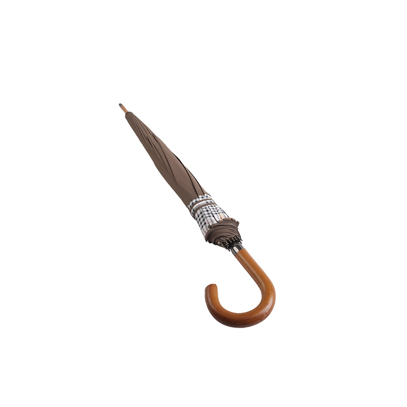 Padanan Antara Coklat Dan Kotak-kotak Pongee Payung lurus-0E6B0402