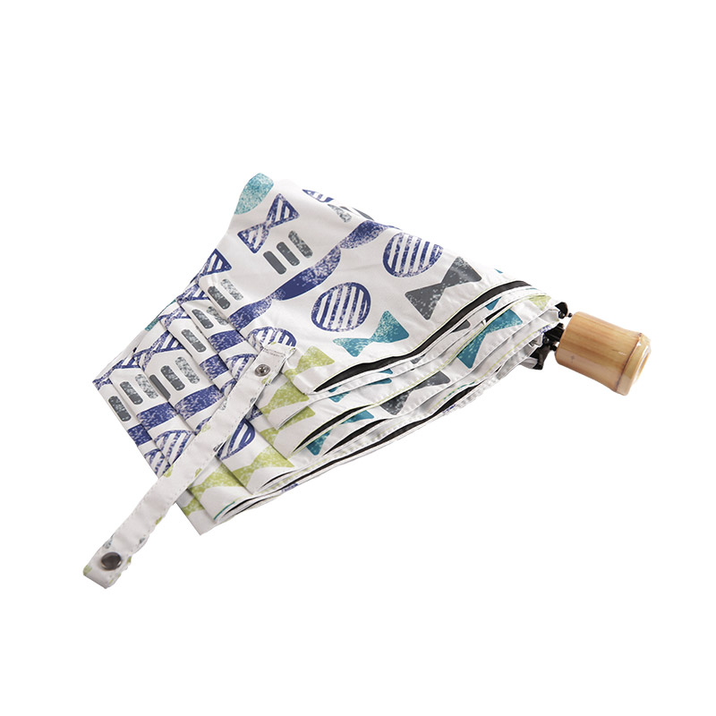 Pongee Corak Berbilang Mini Dengan Payung Tiga Lipatan Bersalut-0E6B0423