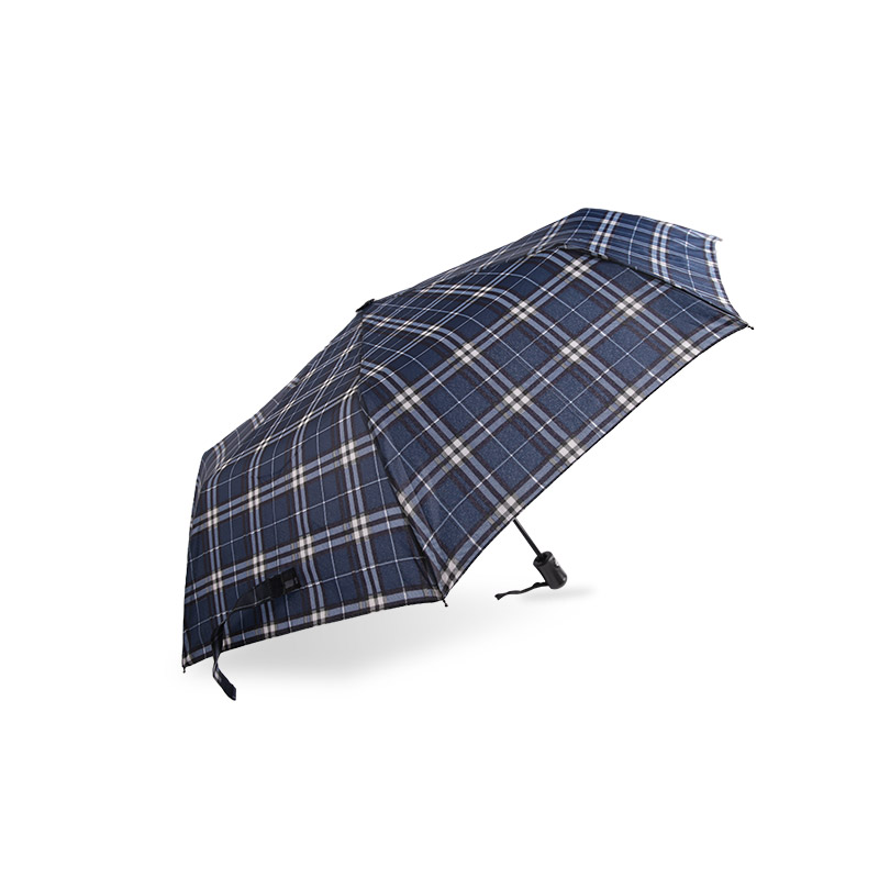 Striped Lattice Shrink Pongee Payung tiga kali ganda-0E6B0432