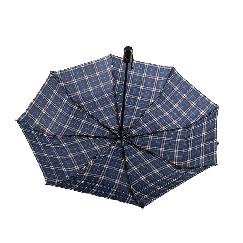 Striped Lattice Shrink Pongee Payung tiga kali ganda-0E6B0432